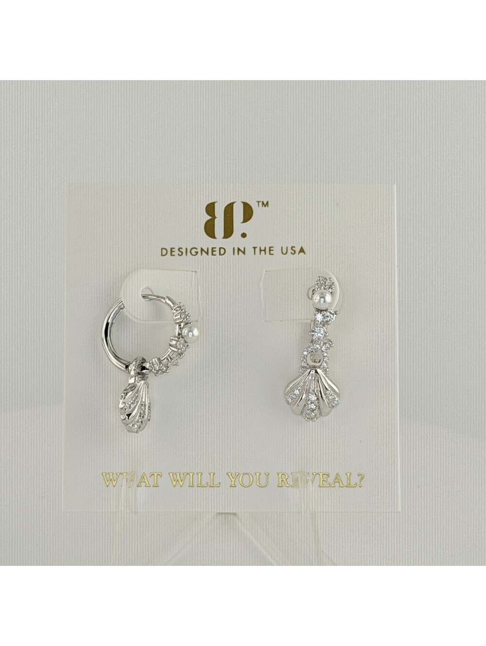 Bomb Party Sterling Club "The Seaside Drops”  Pearl & Cz on 925 Silver Shells